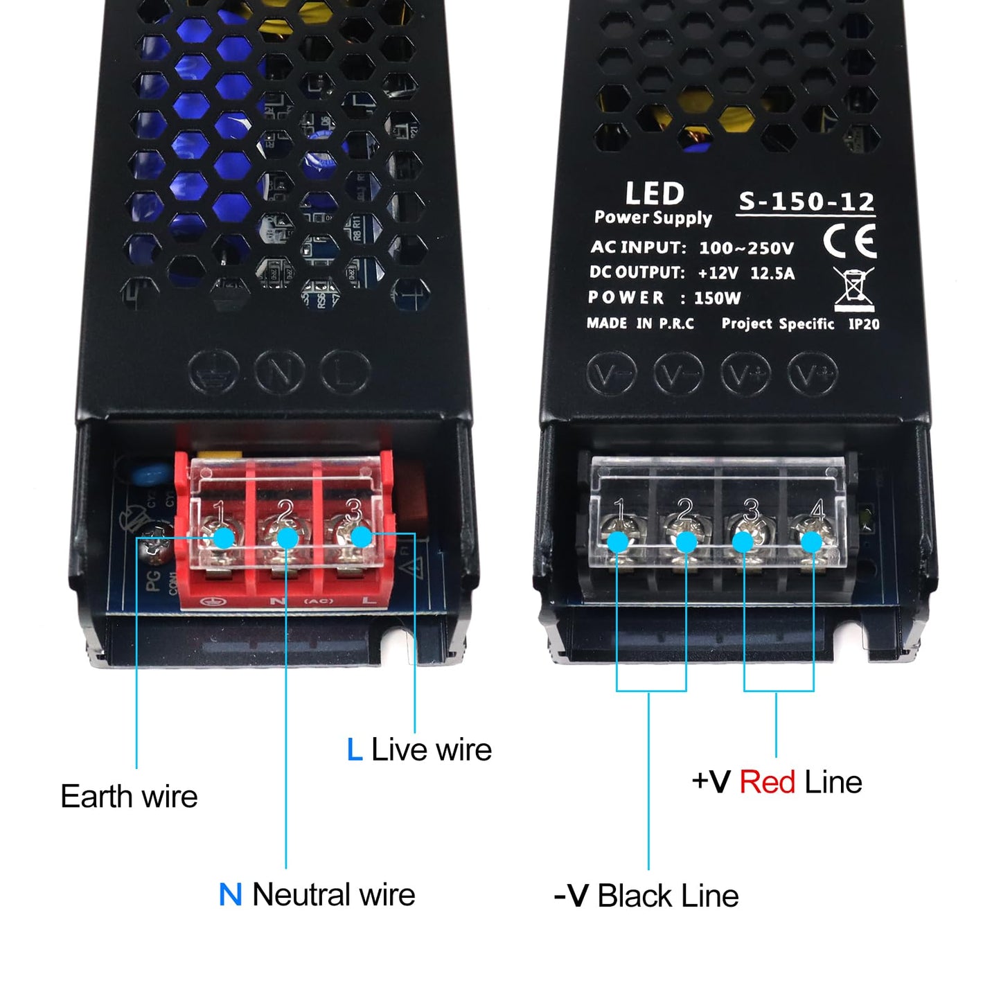 12V 12.5A 150W Universal Regulated Switching Power Supply, 100-250V AC to 12V DC Converter, LED Driver, Industrial Transformer, Adapter for Strip Light, Lamp, Radio