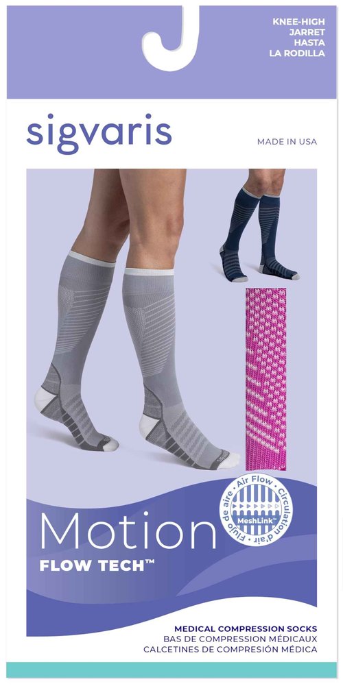 Unisex Motion Flow Tech Compression Socks 20-30mmHg - for Men & Women - Graduated Stockings for Varicose Veins, Edema, Athletes, Pregnancy, Travel, Nurses, Runners & DVT - Black - Large Long