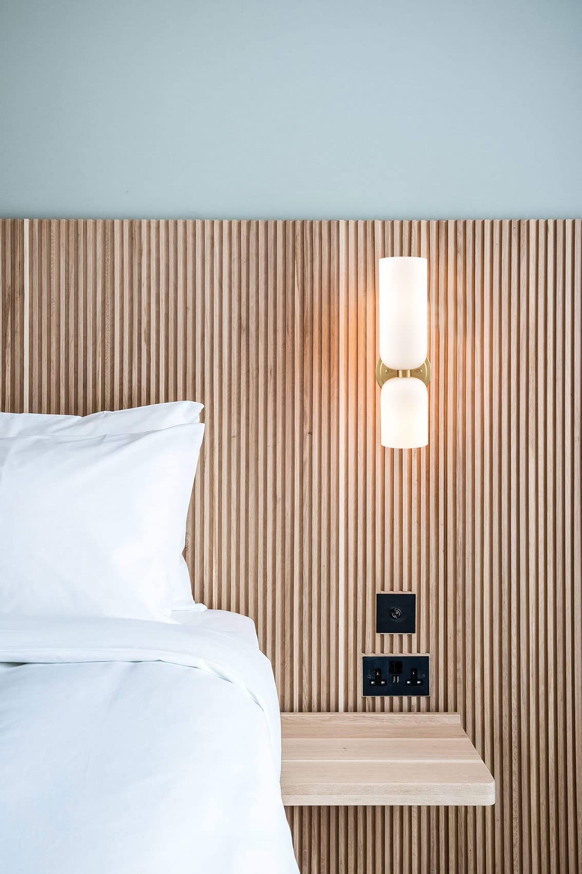 DEYNITE Gold Wall Sconces Set of Two 2-Light Modern Wall Light 3.93"(W)*14.2"(H) Bathroom Vanity Light Milky White Glass