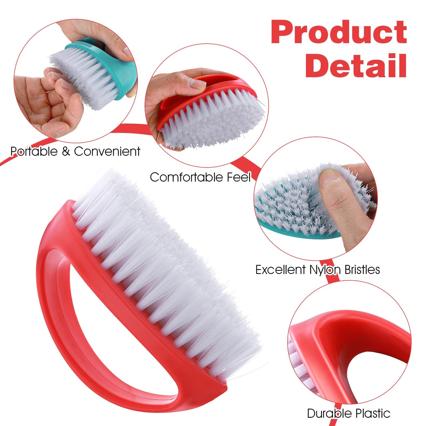 HJZHII 2 Pcs Hand and Nail Brush, Nail Clippers Heavy Duty Scrub Clean Brushes with Nylon Bristles for Cleaning Soft Stiff Finge