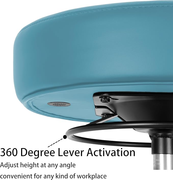 TAKE UR SEAT® All-Purpose Stools with Adjustable Seat and Easy Clean Performance Fabrics for Cleanroom Lab Medical Office Classroom Shop Garage Spa Massage Tattoo(Blade Wheels) (17" Blue)