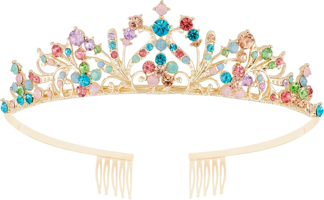 Vovii Tiaras for Girls Princess Crown Headband Birthday Queen Colorful Rhinestone Shiny Multicolor Tiara for Women Princes...