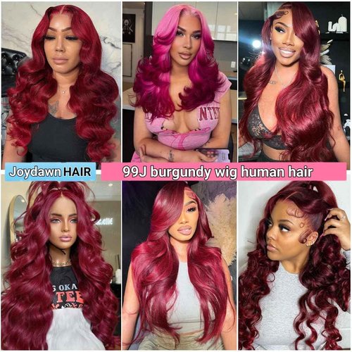 30 Inch 99J Burgundy Lace Front Wigs Human Hair 13x4 HD Body Wave Lace Front Wigs Human Hair 200% Density Pre Plucked 99j Burgundy Red Wine Glueless Human Hair Wigs for Women