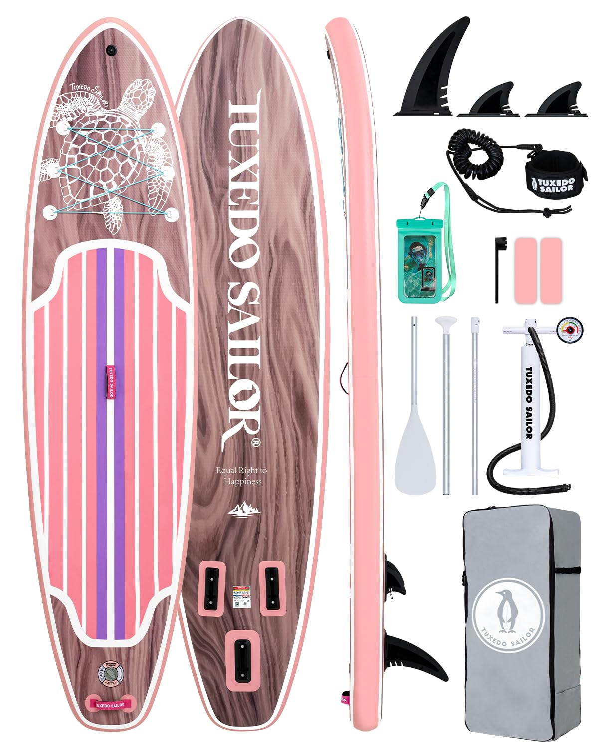 Tuxedo Sailor 11' Inflatable Stand Up Paddle Board with SUP Accessories, Anti-Slip EVA Deck and Large Fin, Paddle Boards for Adults & Youth of All Skill Levels