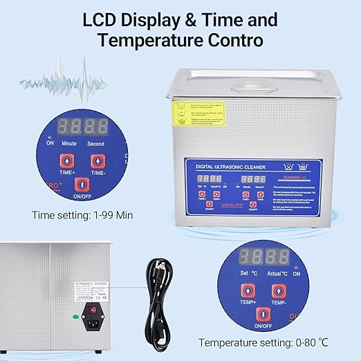 Industrial Heated Ultrasonic Cleaner & Sterilizer - 3.2L/0.85Gal 120W 40kHz with Timer for Medical, Automotive, Jewelry Tools | Dental Equipment, Carburetors, Auto Parts