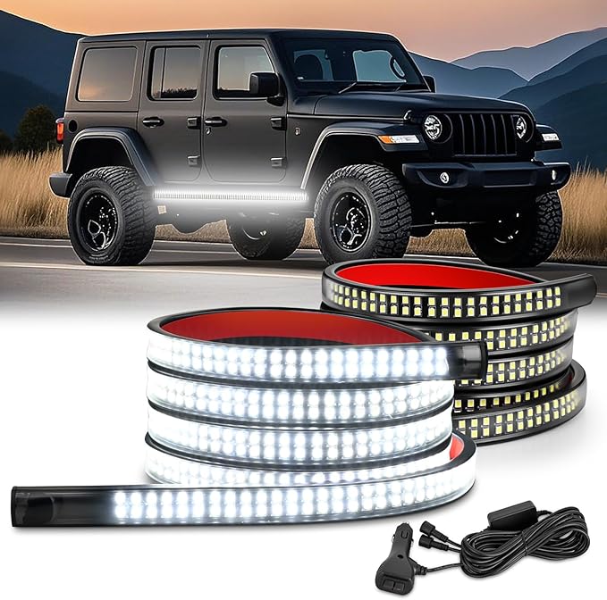 Nilight 2PCS 70 Inch Emergency Strobe Light Strip 1125 LED Running Board Lights White Flexible Side Flashing Warning Cauti...