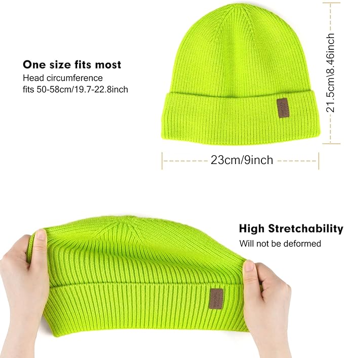 Wmcaps Winter Beanie for Men Women, Fleece Lined Beanie Soft Warm Knit Hat Ski Stocking Cuffed Cap