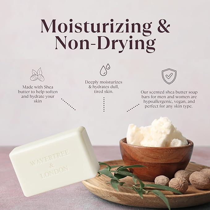 Wavertree & London Assorted Floral Elegance Scents Natural Soap Bars (Pack of 8), 7oz Moisturizing Triple Milled Soap Bars Enriched with Shea Butter and Pure Plant Oils | All Body & Bath Soap