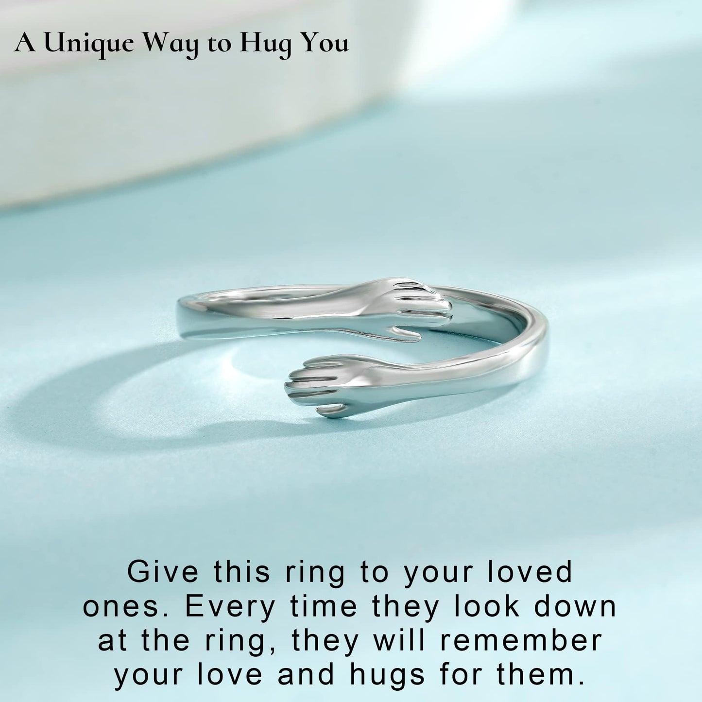 Yesteel Birthday Gifts for Girlfriend Wife, Jewelry Ring for Girlfriend Wife, Sterling Silver Hug Ring