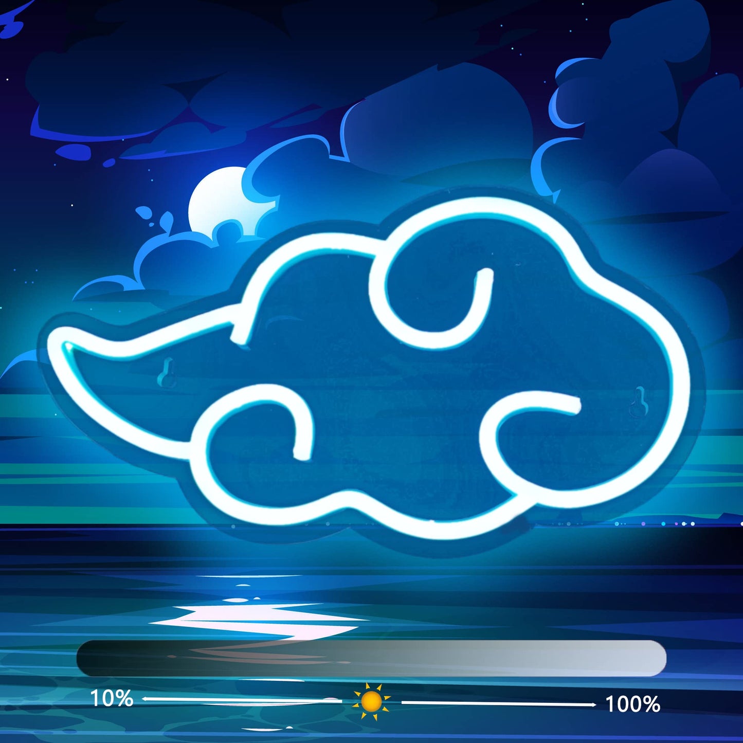 Dleouly Anime Neon Sign, LED Blue Cloud Neon Signs for Wall Decor, Dimmable Gaming Neon Sign Wall Signs USB Night Neon Light for Bedroom Game Room Man Cave Party, Gifts for Your Son, Boyfriend(12x7in)