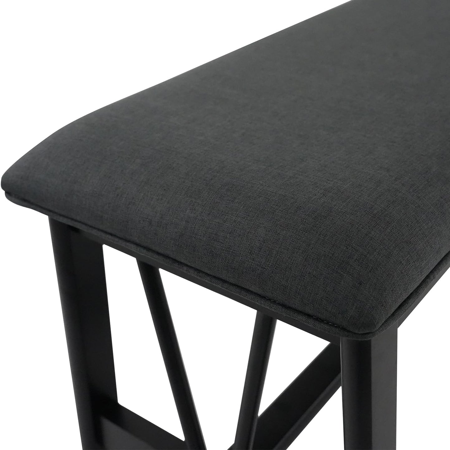 Kmax Entryway Bench, Upholstered Dining Bench with Solid Wood Legs Farmhouse Window Bench Rustic Bench Seat for Living Room Hallway Kitchen - Linen, Grey