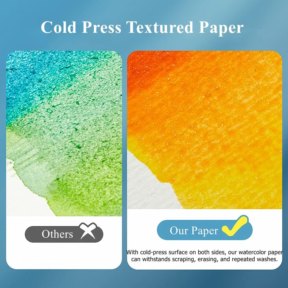 FEITAKE 9"X12" Watercolor Paper Bulk Pack 120Sheets 100% Cotton Paper /140lbs (300gsm) / Cold Press Artist Painting Drawing Mixed Media Paper Art Supplies for Professionals Students Kids