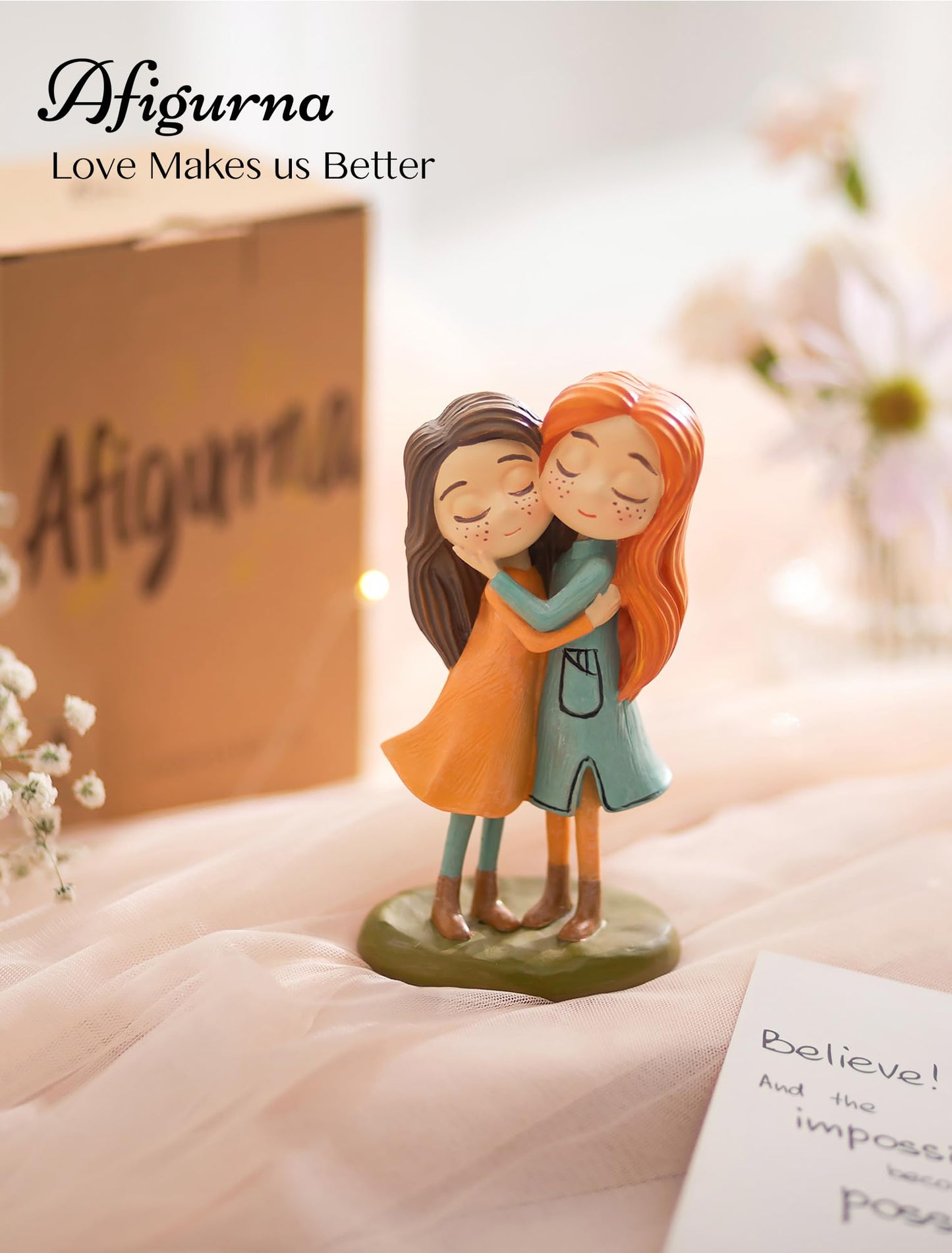 Afigurna Sister Birthday Figurine Gifts: Embracing Sister Gifts from Sister - Sentimental Gifts for Best Friend - Unique Bestie Little Sister Presents for Christmas Friendgiving