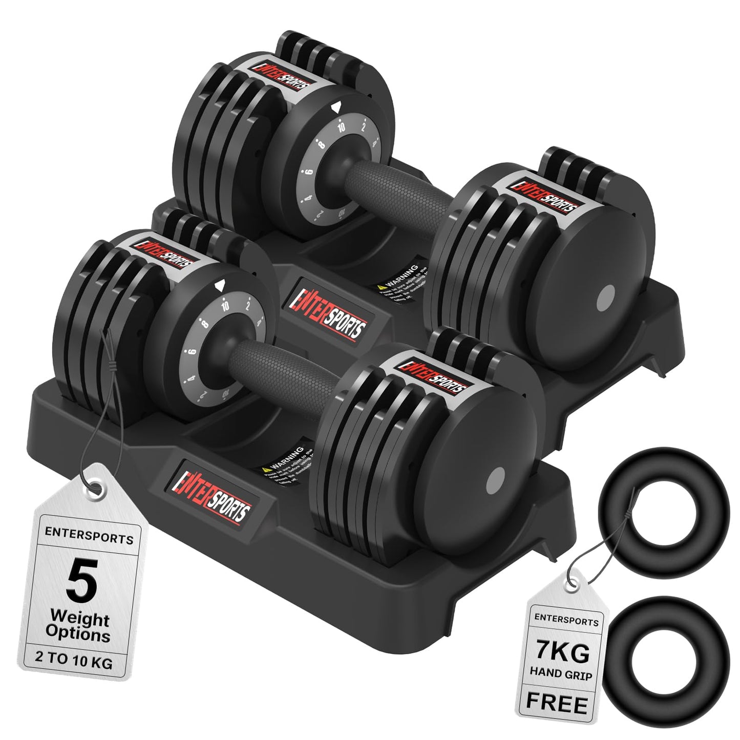 EnterSports 22/44 LBS Adjustable Dumbbell (22lbs Pair)