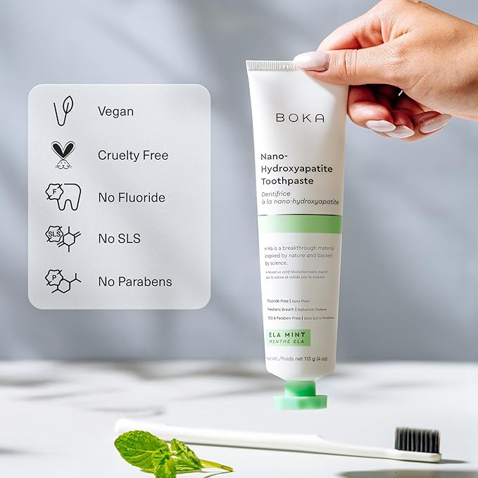 Boka Fluoride Free Toothpaste, Nano Hydroxyapatite Toothpaste, Appropriate for Sensitive Teeth - for Adult, Kids Oral Care - Ela Mint, Coco Ginger, Lemon Lavender Flavor, 4 Fl Oz 3Pk US Manufactured
