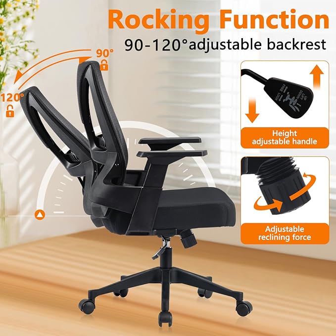 CLATINA 500lbs Big and Tall Office Chair Heavy Duty Mesh Ergonomic Computer Chairs with Adjustable Lumbar Support and Wide Comfy Seat for Home Office Conference Heavy People, Black(2 Pack)