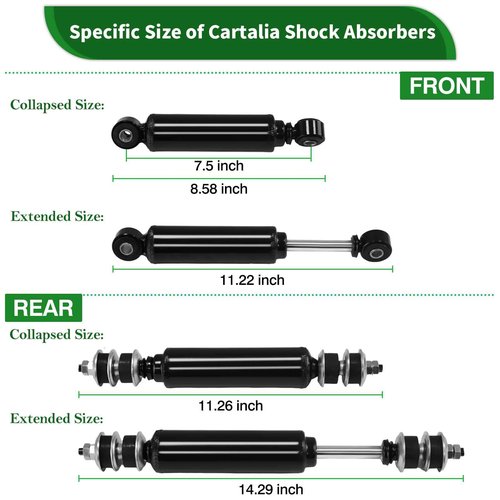 Cartalia Upgraded Golf Cart Front and Rear Shock Absorbers Kit 4 PCS for Club Car DS G&E 1988-up, Precedent G&E 2004-up, Tempo 2018-up, lifted Cart Shocks Replaces OEM 1014235,1014236,1010991,1015813