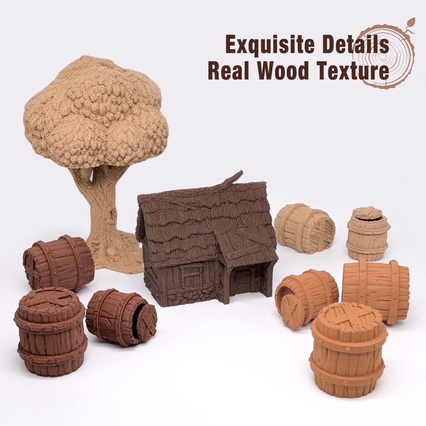 OVV3D Wood 3D Printer Filament Bundle, Wood PLA Filament 1.75mm Bundle, Add More Than 30% Real WoodFiber, Walnut, Oak, Cherry, Teak, 1.75 PLA Filament 3D Printing Filament, 200g X 4 Pack