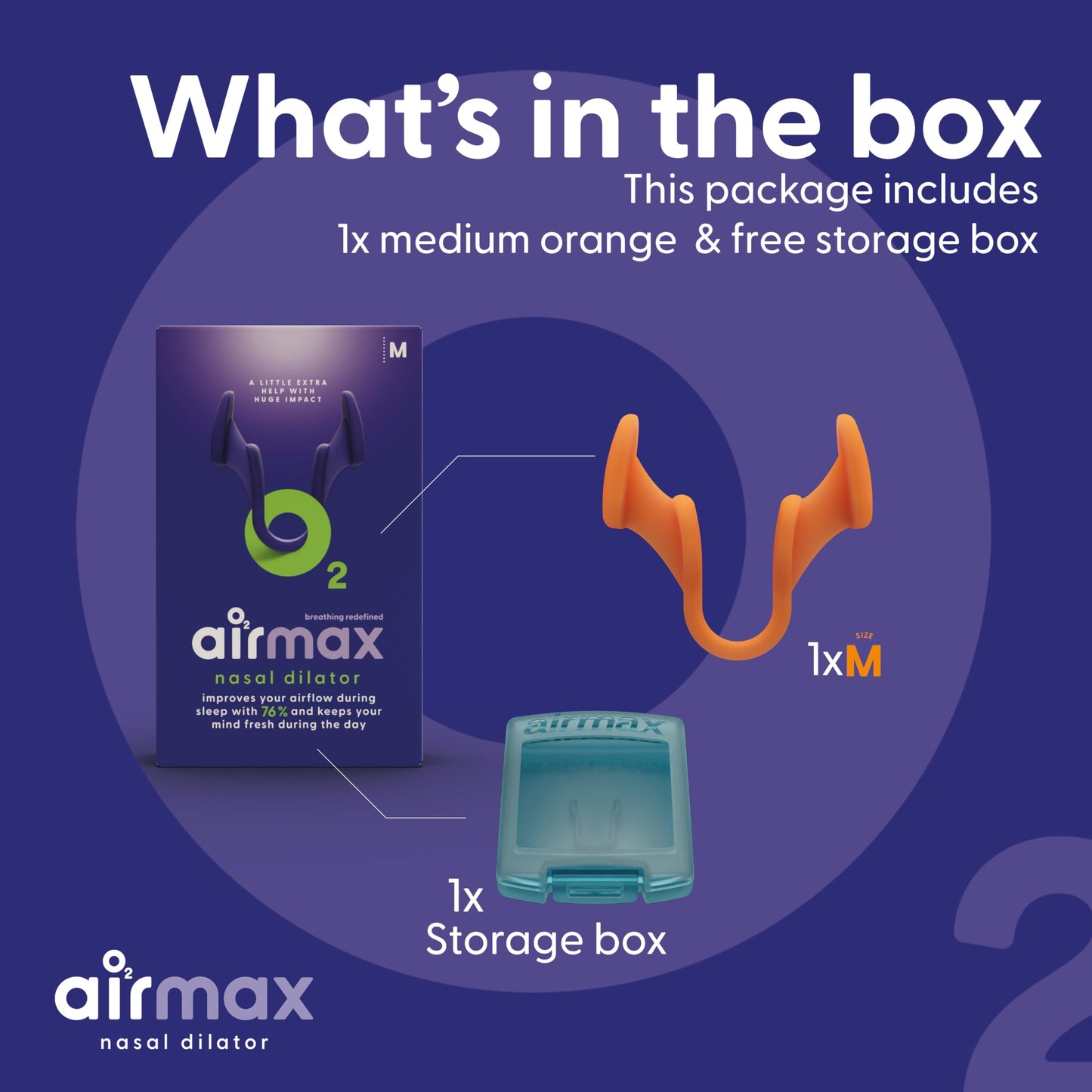 AIRMAX Nasal Dilator for Breathing - 76% More Airflow - Anti snoring Devices - Nostril Opener - Congestion Relief and snoring Solution - 1x Medium Orange