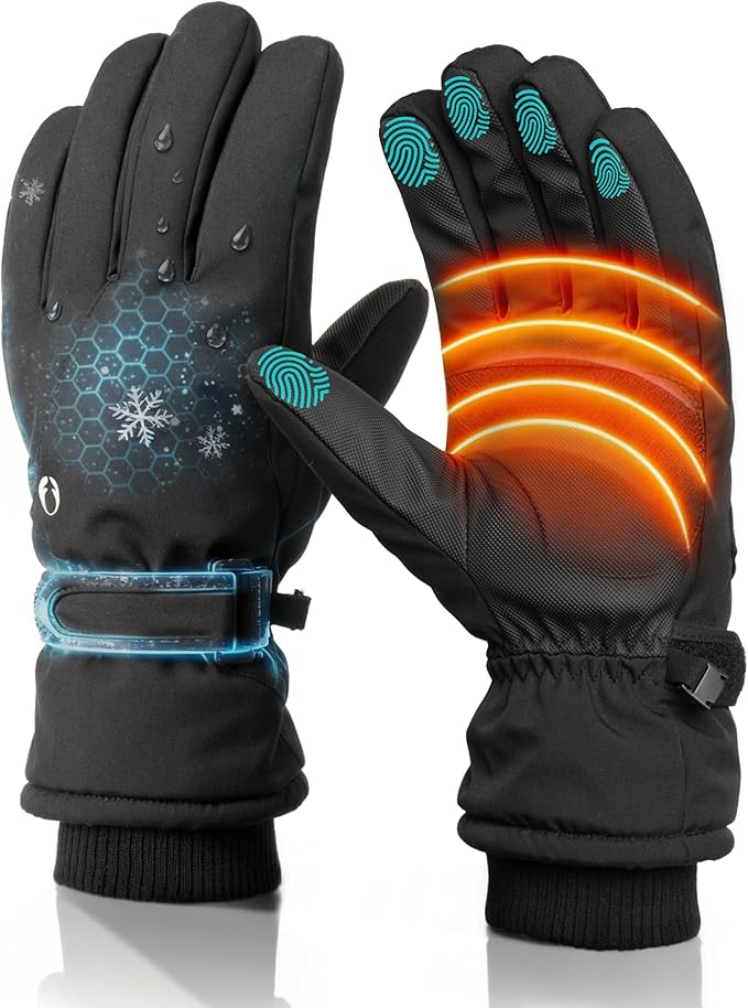 FURTALK Winter Gloves for Men Women Waterproof Windproof Cold Weather Touchscreen Warm Ski Snow Outdoor Work Fleece Lined