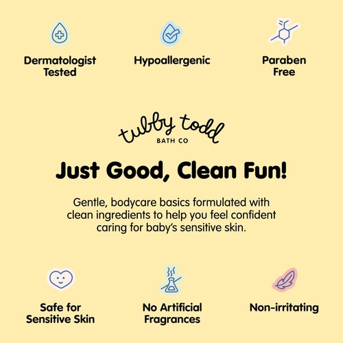 TUBBY TODD Hair + Body Wash - Baby Shampoo and Body Wash - Gentle, Natural Baby Was for Newborns, Babies, and Toddlers - Non-Toxic and Hypoallergenic - Fragrance-Free, 2 Pack, 8.5oz & 25oz