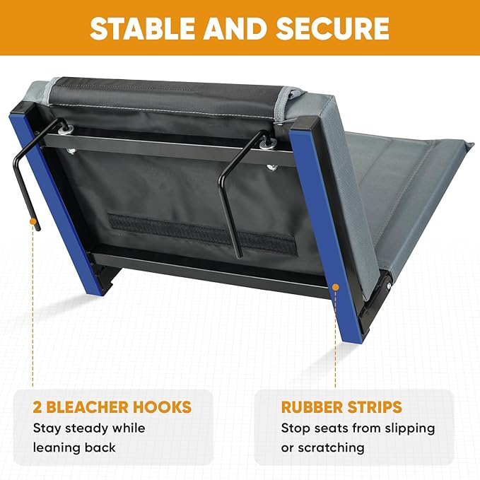 APEXUP Stadium Seats with Back Support, Portable Bleacher Seat with Large Pocket and Cup Holder, Wide Stadium Chair for Sports Events and Concerts