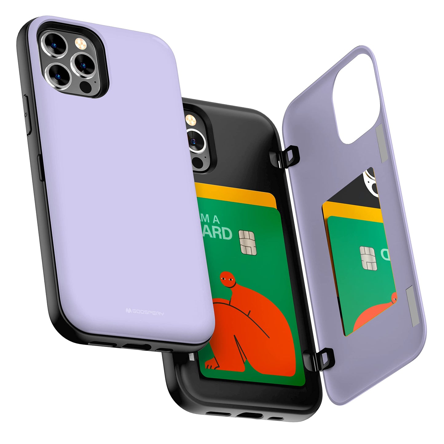 Goospery For Iphone 12/12 Pro (2020) 6.1-Inch Card Holder Wallet Case, Protective Dual Layer Bumper Phone Back Cover With Hidden