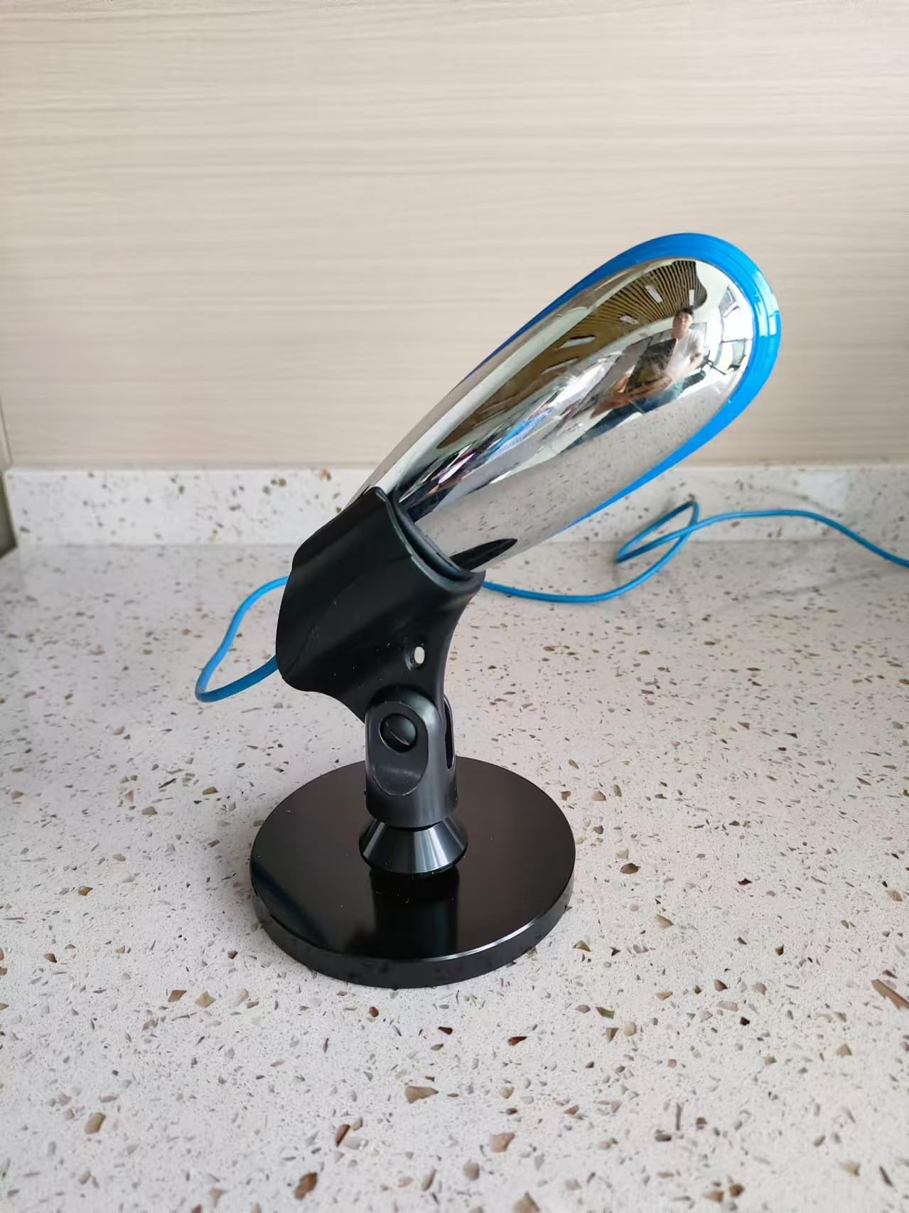 Dual Cell phone Holder Stand,Mic Stand with Flexible Gooseneck Arm 6inch &4" Base, Multi-functional Uses Like Mic,Makeup Mirror with Double Ball Heads Rotated to Any Direction.Black