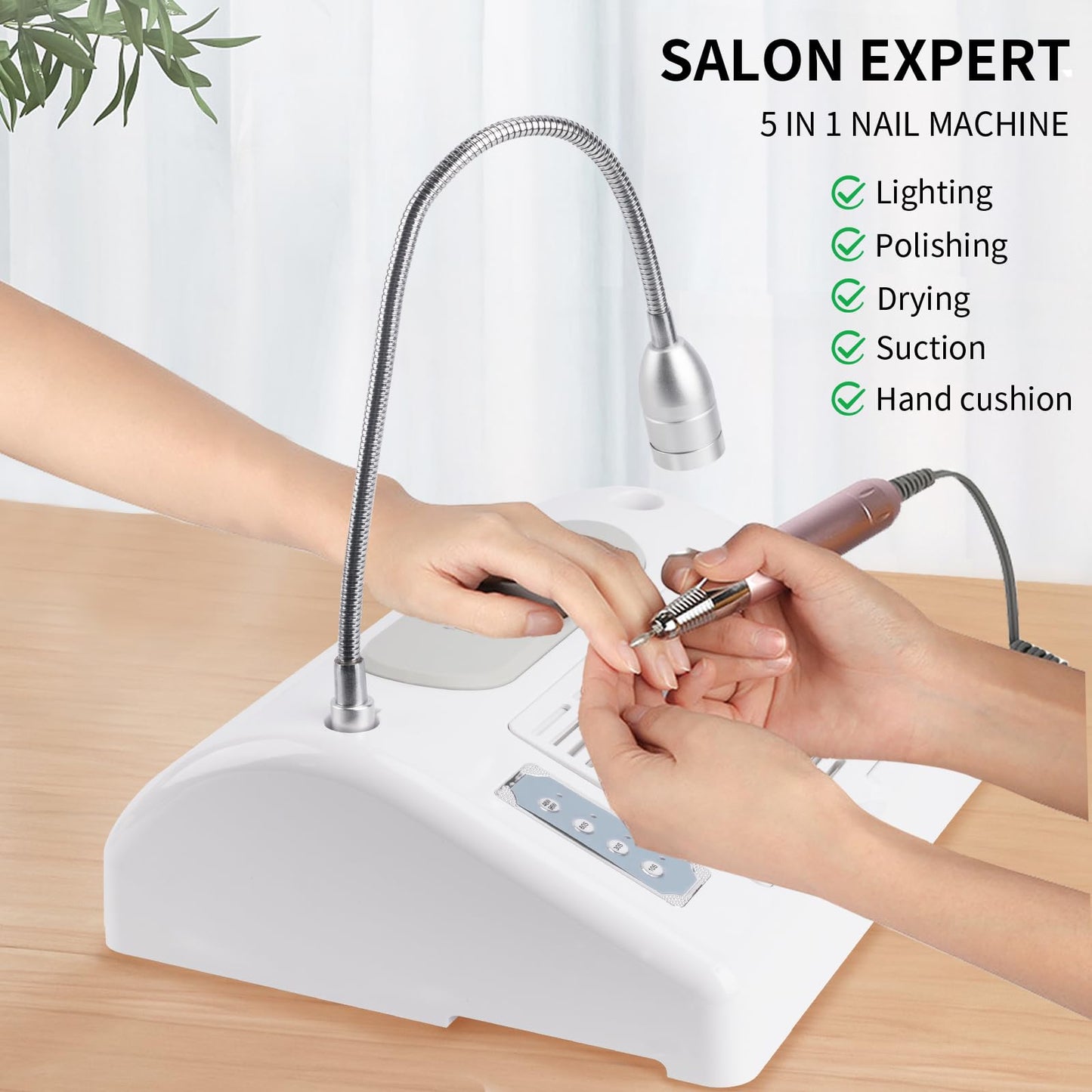 Nail Dust Collector Vacuum Multifunction Nail Art Machine includes 40W Nail Dust Suction, 30000PRM Nail Drill with Bits and Sand