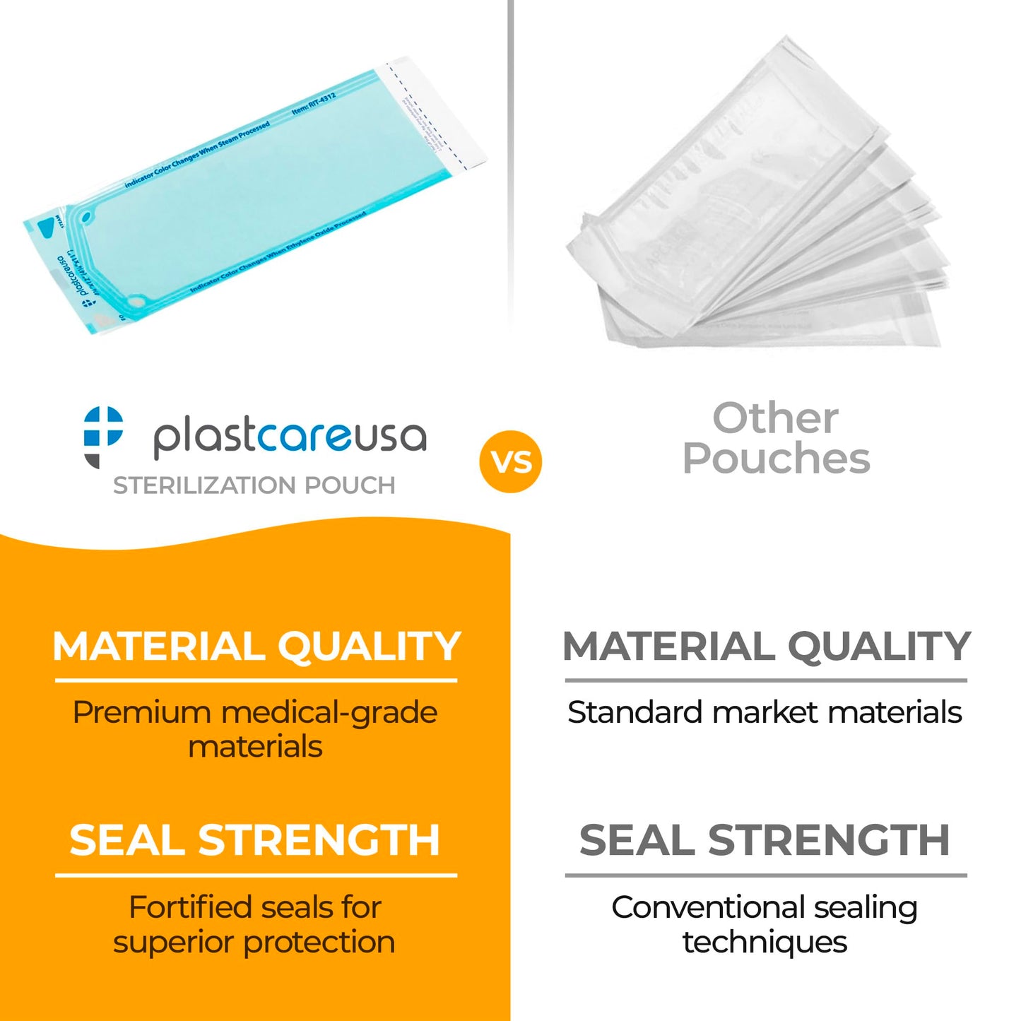 200 3.5 X 5.25 Self Sealing Sterilization Pouches - Autoclave Sterilizer Bags Pouch for Sterilizing Dental Medical Instruments & Cleaning Tools - Latex-Free, Color Changin Indicator by PlastCare USA