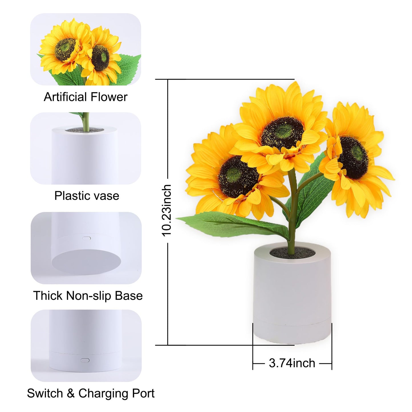 WSYEAR Sunflower Gifts for Women-Sunflowers Flower Lamp Night Light for Bedroom Decor,Birthday Gifts for Her Mom Wife Friends Girlfriend Teacher Grandma