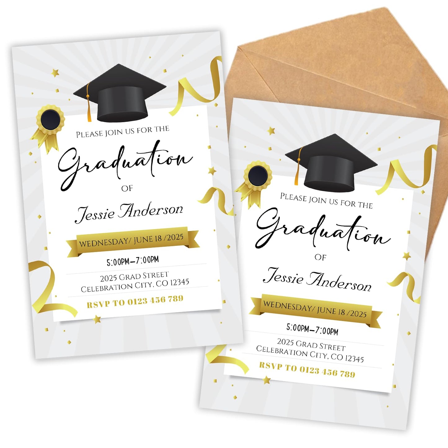 ubjva Graduation Invitations 2025 Personalized 10PCS Class of 2025 Graduation Party Invitations with Envelopes Custom Announcement Invitation Gifts for Graduates