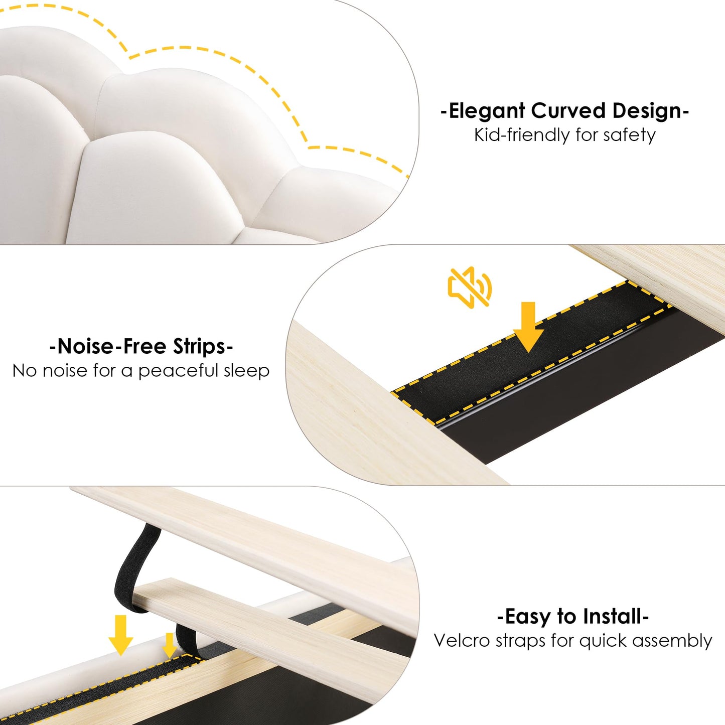 HIFIT Twin Upholstered Smart LED Bed Frame with Storage Drawer and Adjustable Chic Double Petal Headboard, Princess Platform Bed for Girls/Kids, Solid Wood Slats Support/No Box Spring Needed, Beige