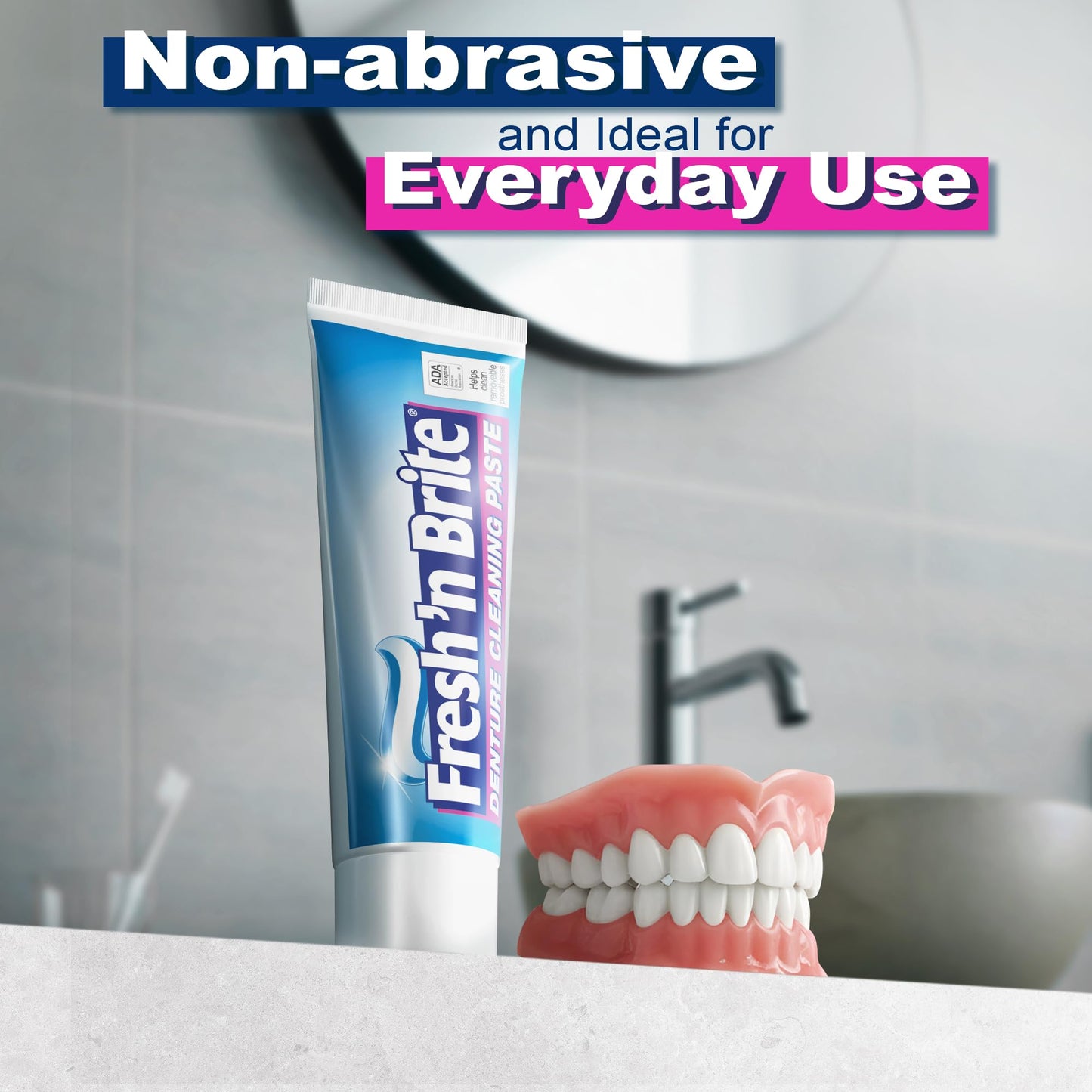 The Natural Dentist Fresh 'n Brite Denture Cleaner Paste—ADA Accepted Dual Action Formula for Fresh Breath & Gentle Care of Full & Partial Dentures, 1 Count