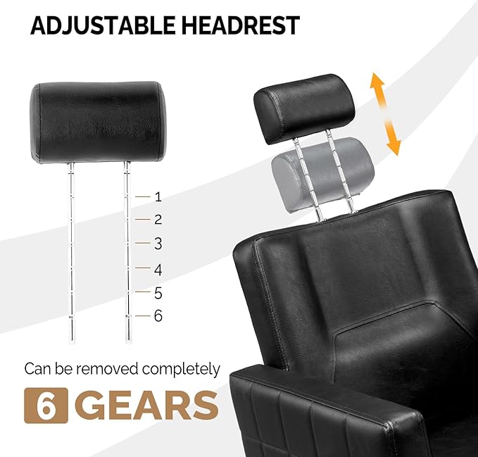 OmySalon Hydraulic Barber Chair Heavy Duty, Salon Chair for Hair Stylist All Purpose, Reclining Hair Salon Chair for Braiding Shampoo Facial Waxing Beauty Spa, 360 Degree Swivel, Black