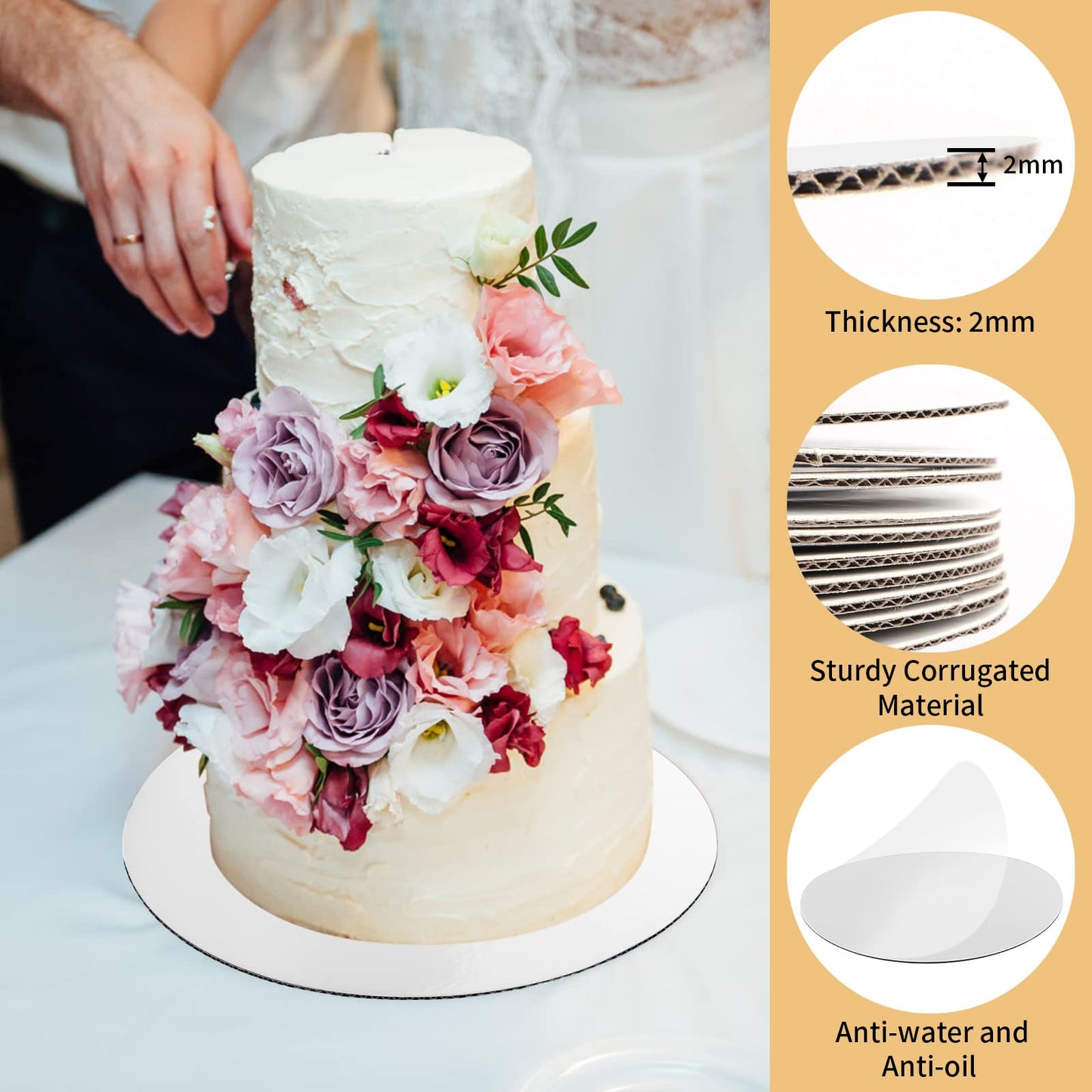 10 Pcs Cake Boards, White Cake Boards 10 inch Round, Food-Graded Cardboard Cake Rounds Cake Base, Waterproof and Oil-Proof for Cake DIY, Dessert and Crafts Display(White)