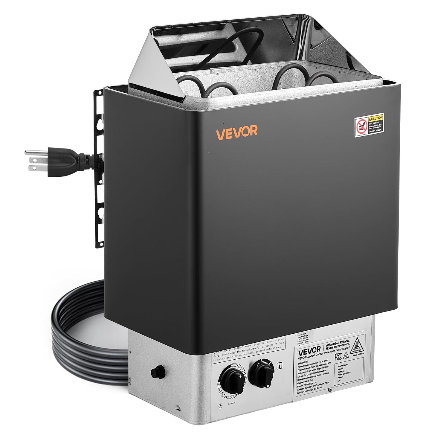 VEVOR Sauna Heater, 2KW AC 120V Electric Sauna Stove, Dry Steam Bath Saunas Stove with Pre-Drilled Bracket, Fit 52.9 to 88.2 CU.FT Saunas Rooms, Steam Bath Stoves for Home, Commercial, Leisure Venues