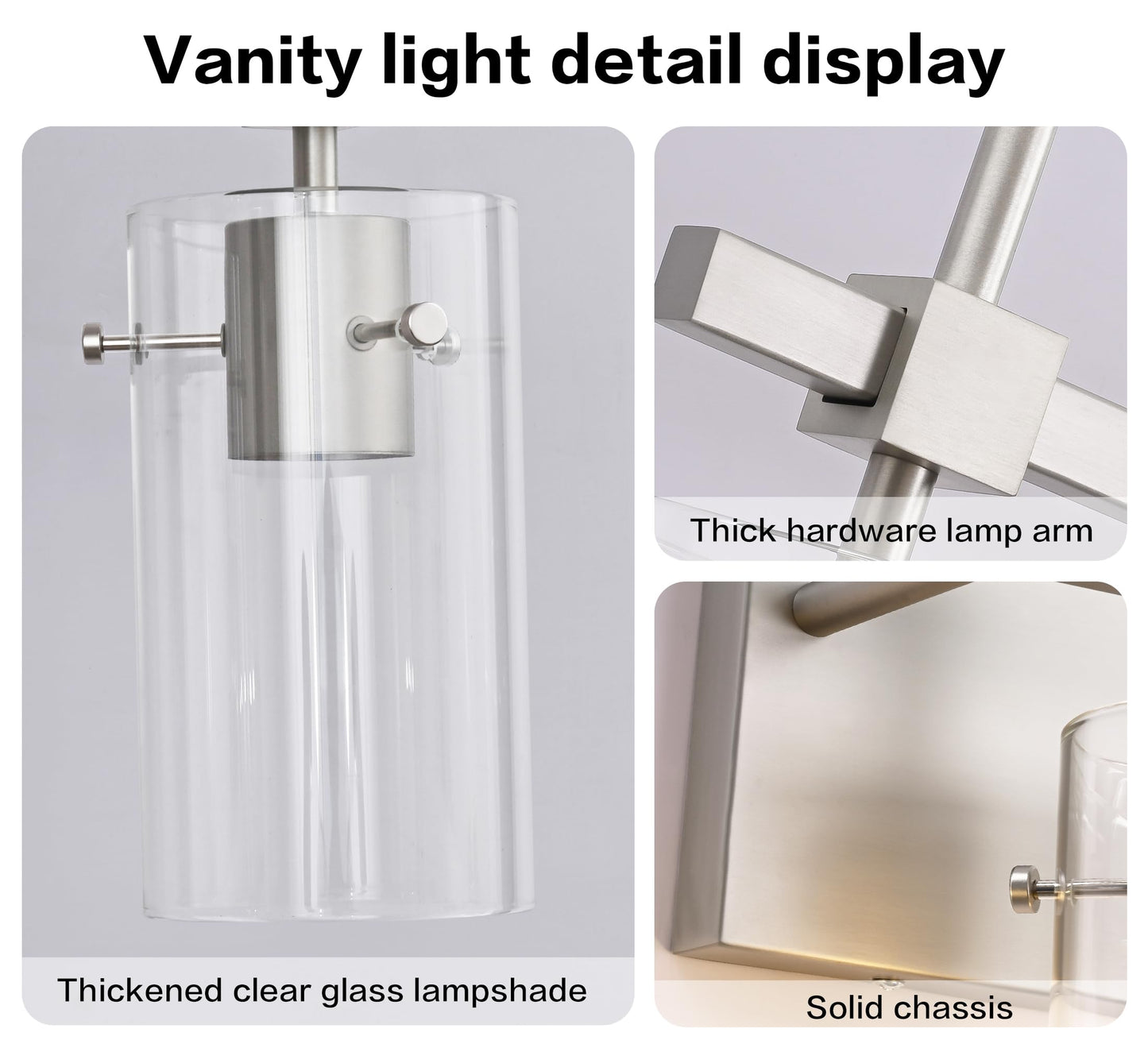 SOLFART 49.2 inch 6 Lights Vanity Light fixtures for Bathroom Vintage Bathroom Light Fixture Brushed Nickel Light Fixtures Above Mirror with Glass Shade (Exclude Bulb)