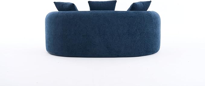 65'' Modern Curved Cloud Loveseat Sectional Sofa for Small Spaces, Luxury Plush Chenille Deep Seat Couch with 3 Pillows, No Assembly Needed Apartment Living Room Furniture, Blue