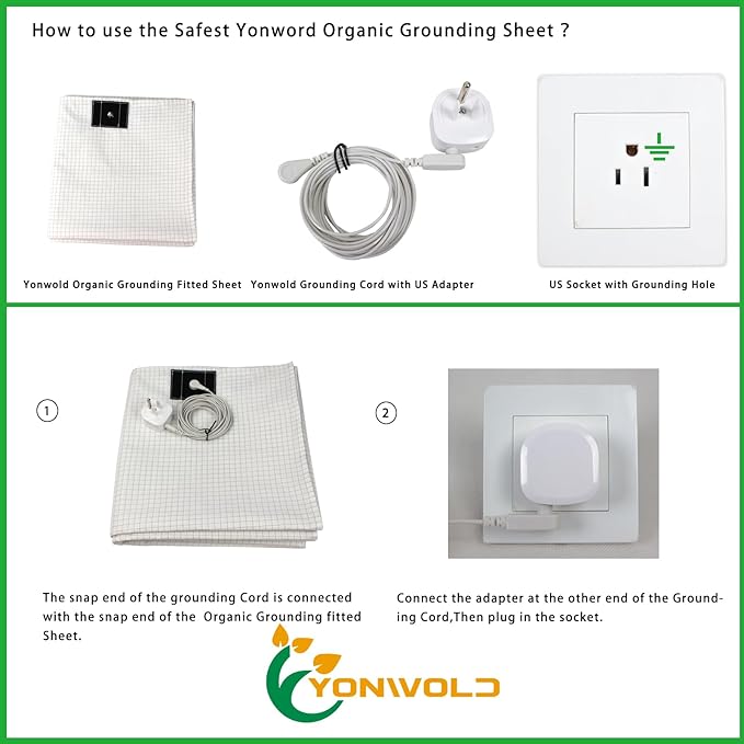 Grounding Sheet Twin XL Size，10% Pure Silver Fiber+400 Thread Count Organic Cotton，Soft Earth Grounding Bed Fitted Sheets with Grounding Cord +US Safe Adapter (Twin XL- 39"x 80"x13")