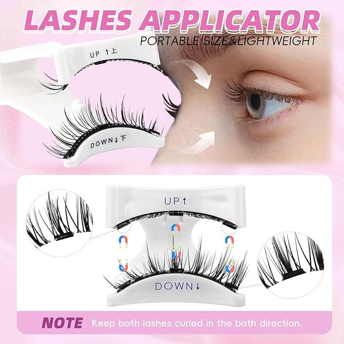 FADLASH Magnetic Eyelashes with Applicator 4 Pairs Magnetic Lashes Reusable Magnetic Eye Lashes Kit Natural Look False Eyelashes (B1+KS01+MC+K8)