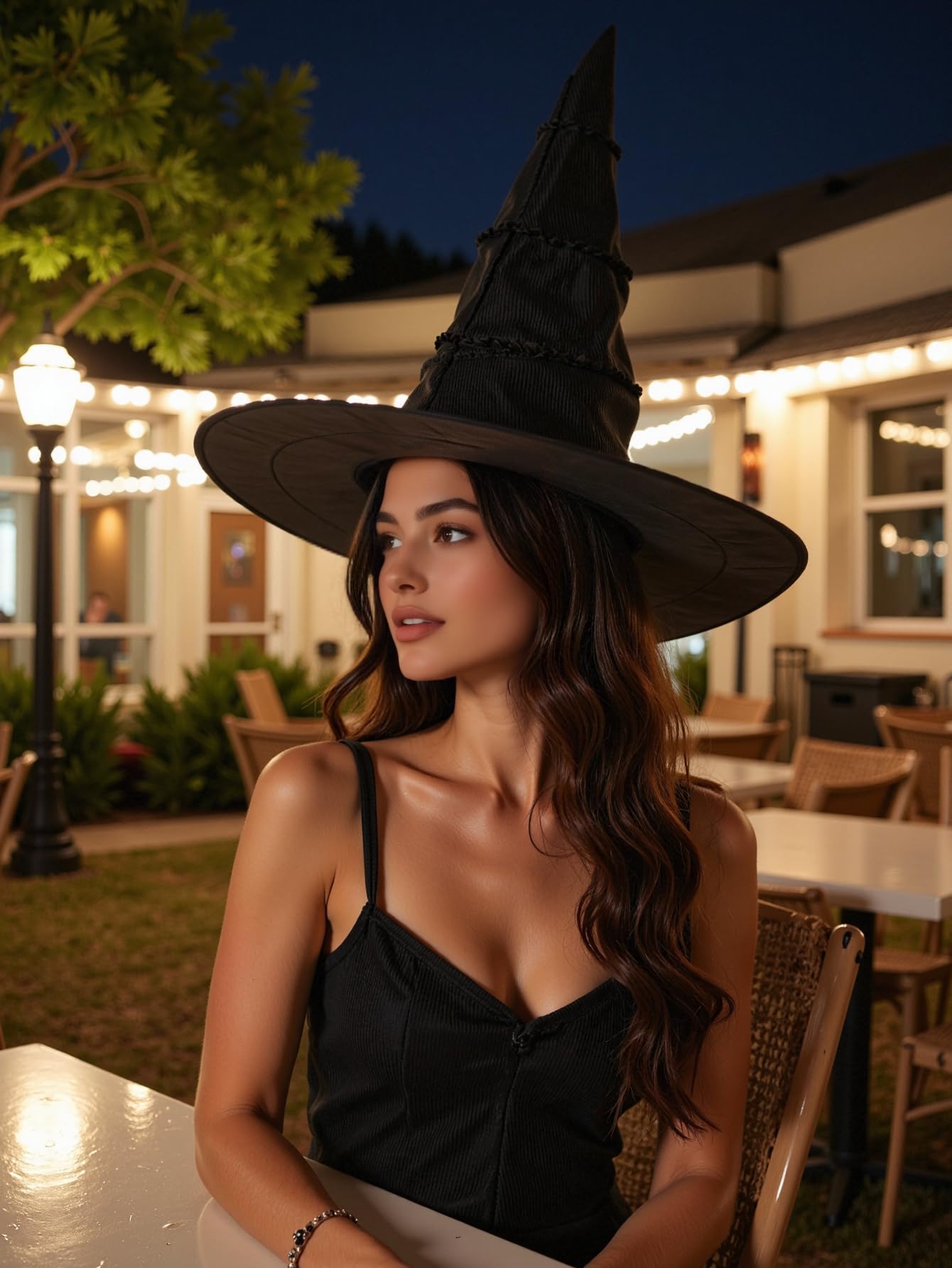 HOMELEX Wicked Women Black Witch Hat Adult Halloween Cosplay Wizard Costume Accessories