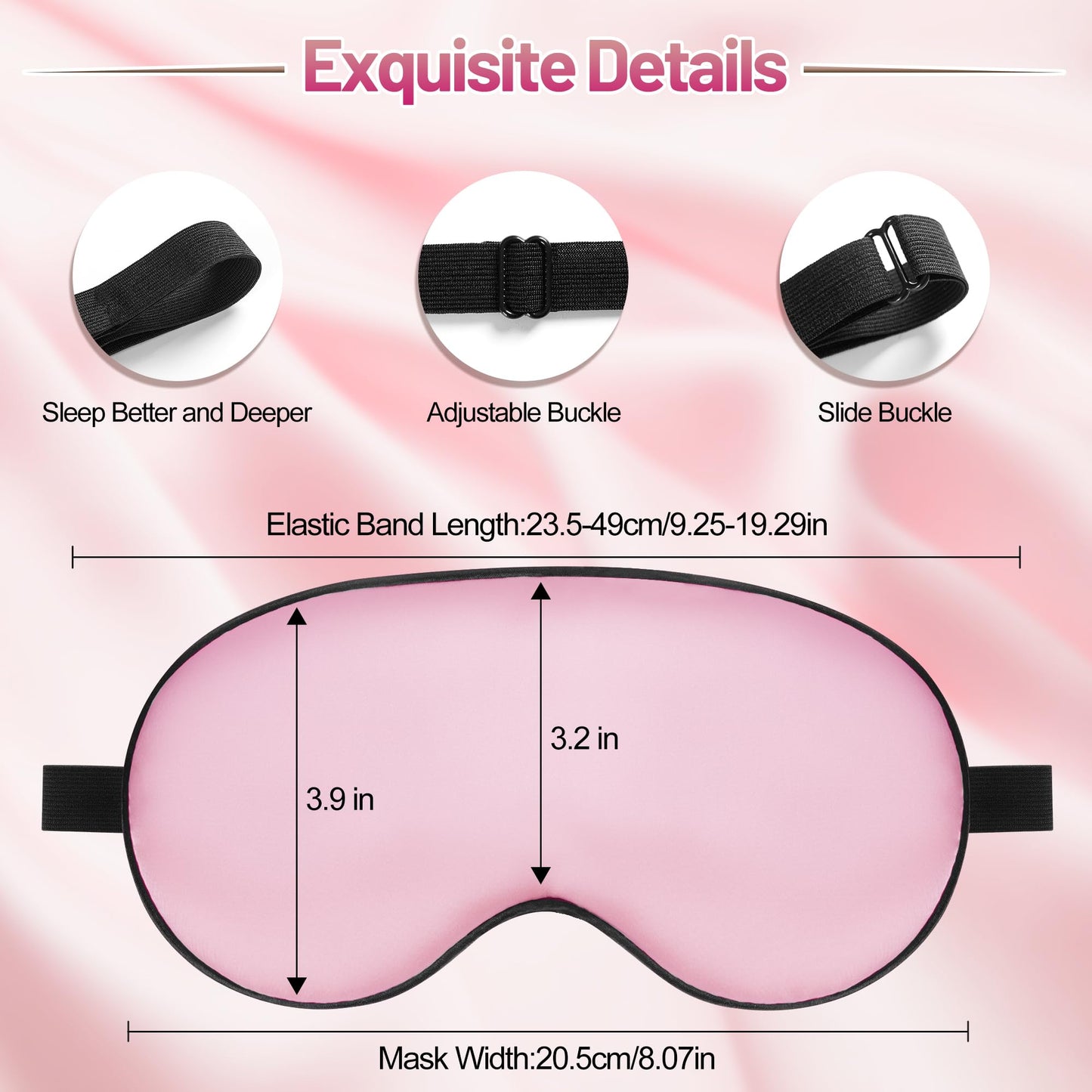 Sleep Mask, Silk Eye Mask for Sleeping with Adjustable Strap, Blindfold Eyeshade for Men & Women, Comfortable & Soft Eye Cover Eyeshade for Night Sleep (Rose Pink)