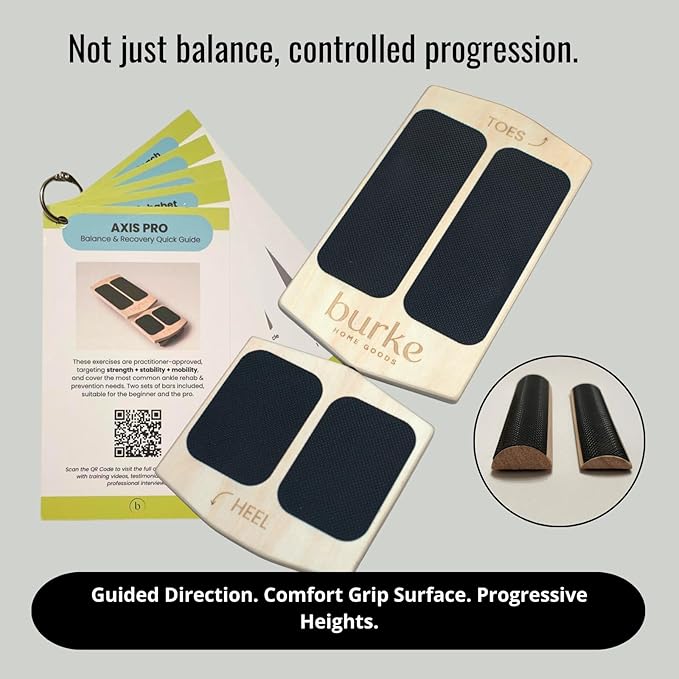 Slant Board Balance Board for Ankle & Calf Stretching – Single-Leg Axis Board for Physical Therapy, Rehab & Stability Training – Non-Slip Wooden Wobble Board