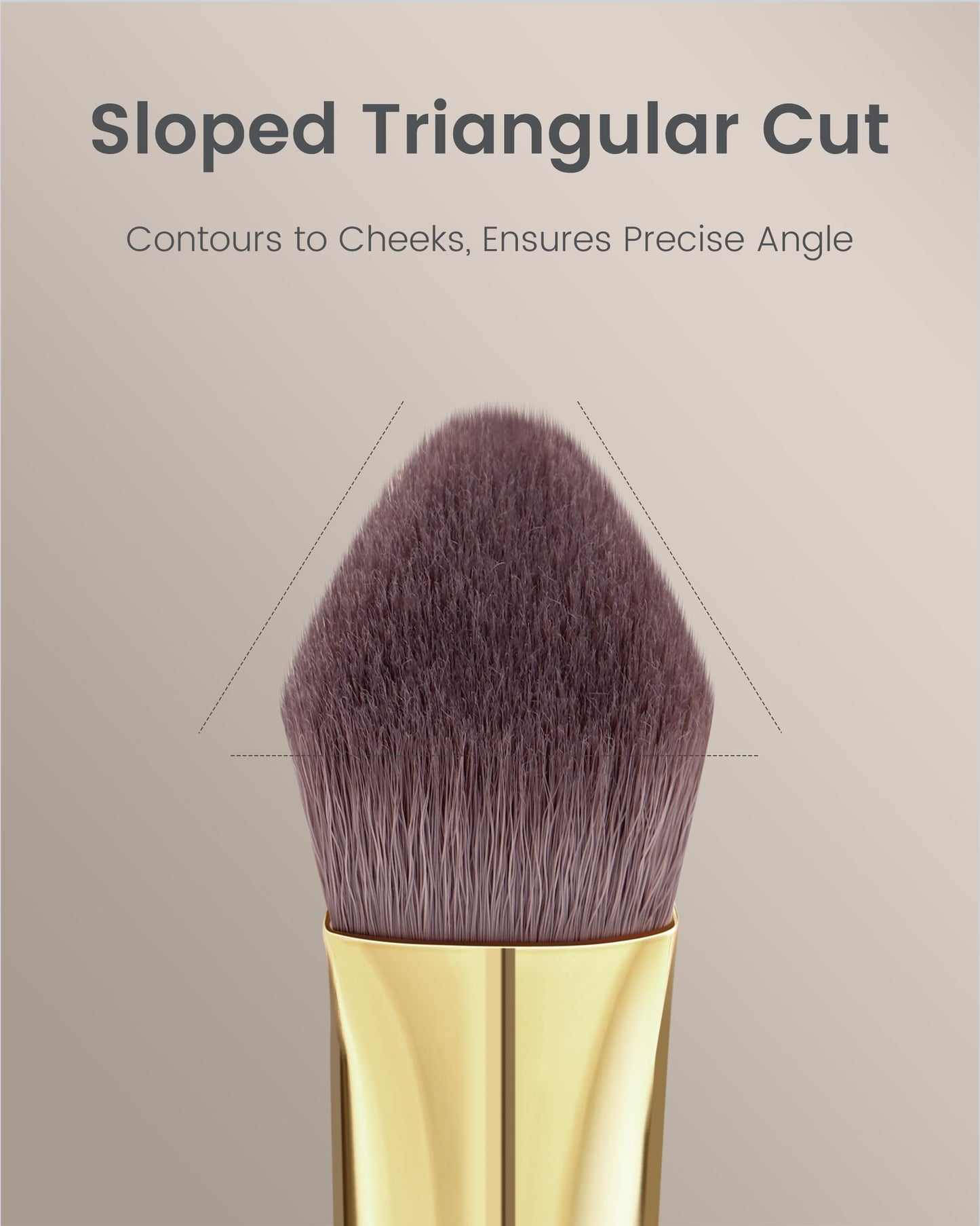 Desert Oak Series Triangular Contour Brush - Angled Synthetic Bristles for Cream/Liquid/Powder, Luxe Bubinga Handle & Brass Ferr
