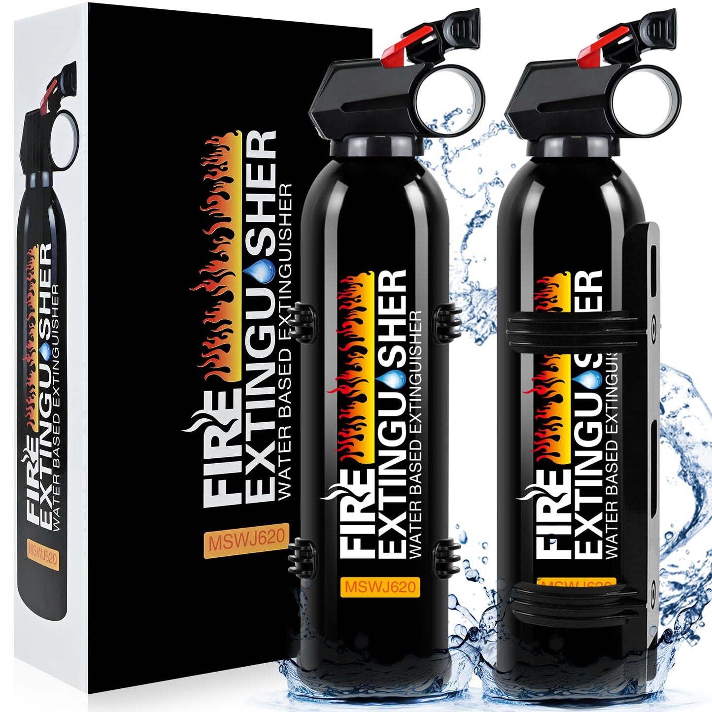 Fire Extinguisher for Home - Car Fire Extinguisher with Mount, Small A B C K Fire Extinguisher, Water-Based Fire Extinguishers for Car/House/Kitchen/Truck/Marine/Boat/Vehicle/utv/rv (2)