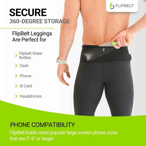 FlipBelt Men's Thermal Compression Pants - Black - S