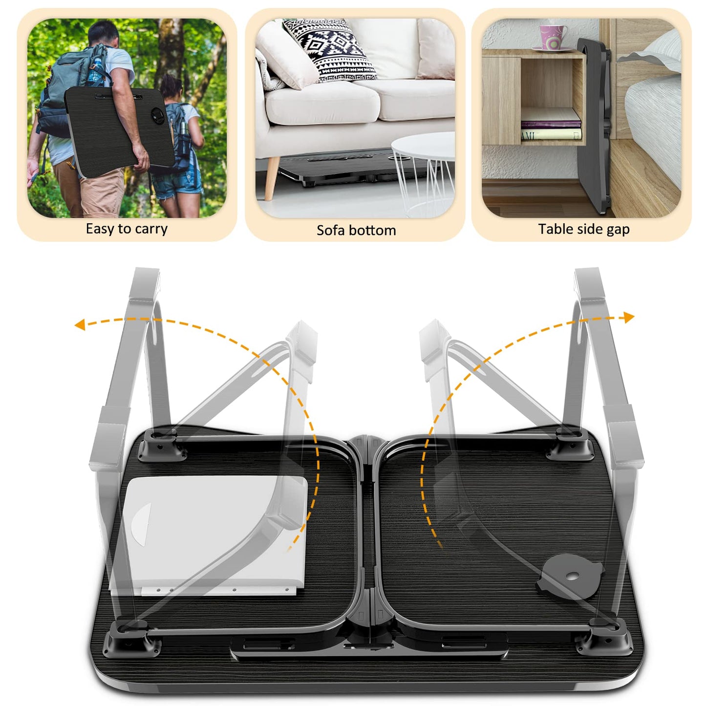 Fayquaze Portable Foldable Lap Desk with Storage Drawer and Cup Holder - Laptop Bed Stand Tray Table for Eating, Reading and Working