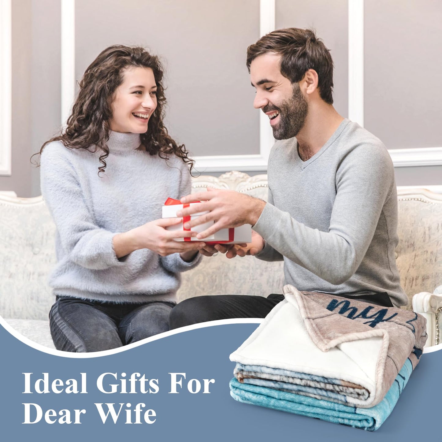 KaGrbves Gifts for Wife- Anniversary Romantic Birthday Ideas for Wife from Husband, Christmas Valentines Day Presents for Her- to My Wifey Throw Blanket 50''*60''