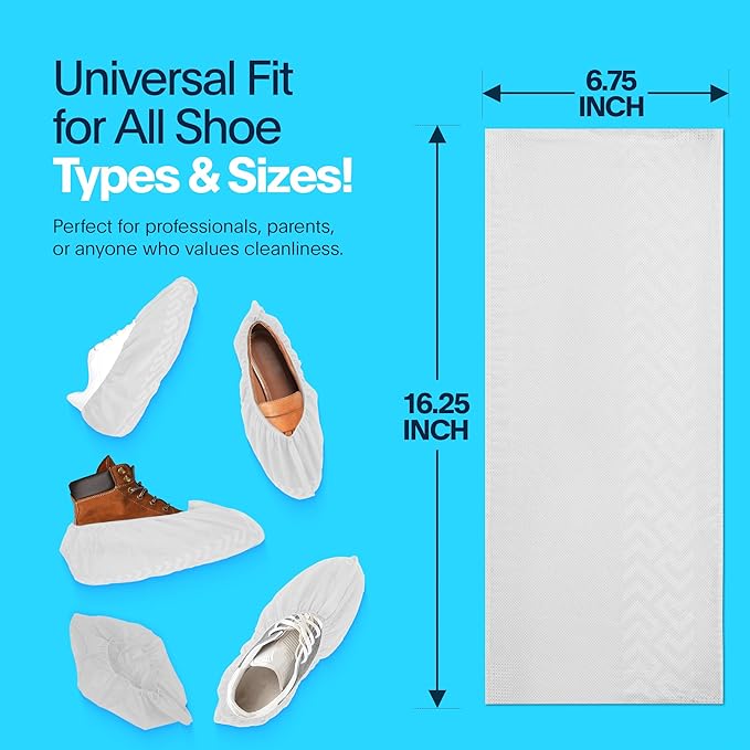 Premium Disposable Boot & Shoe Covers Booties | 50 Pack | Durable, Non-Slip, Non-Toxic, Water Resistant, Recyclable Protectors for Indoor & Outdoor | Large Size Fits Most Shoes